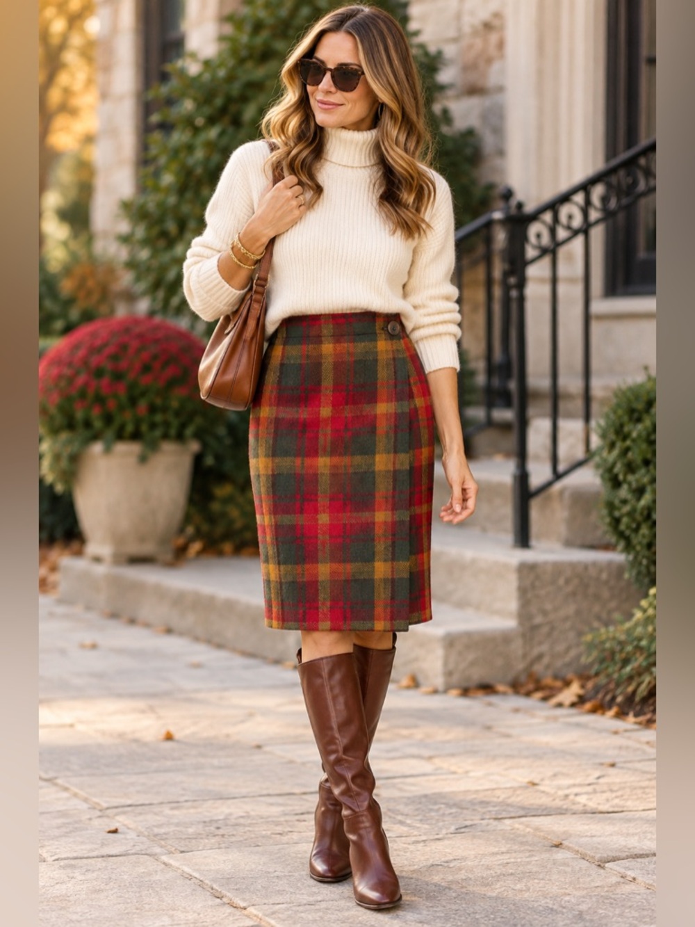 Vintage 80s Pendleton Size 8 Knockabout 100% Wool Red Green Plaid Wrap Skirt USA